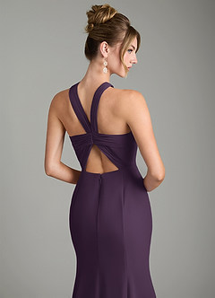 Azazie Rue Bridesmaid Dresses Plum A-Line Halter Chiffon Dress image6