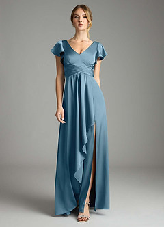 Azazie Omari Bridesmaid Dresses Bermuda A-Line Stretch Satin Dress image3