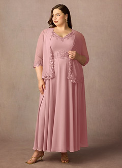 Azazie Devana Mère de la mariée Robes Robe Trapèze en Mousseline de soie Sequins Rose Poussiéreuse image7