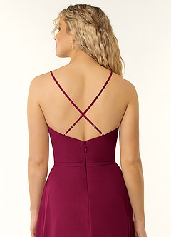 Azazie Naeem Bridesmaid Dresses Burgundy A-Line V-Neck Ruffle Chiffon Dress image5