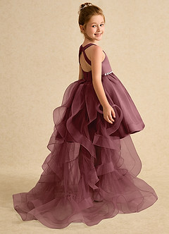 Azazie Julietta Robe Demoiselle D'honneur Fillette Robe Princesse en Tulle Convertible Rose Du Désert image6