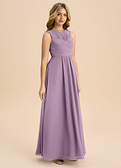 Azazie Skyla Junior Wisteria A-Line Pleated Chiffon Dress image4