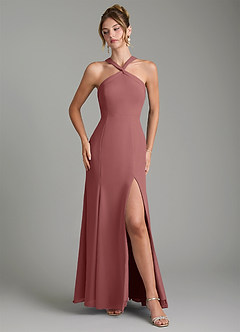 Azazie Rue Bridesmaid Dresses Amethyst A-Line Halter Chiffon Dress image4