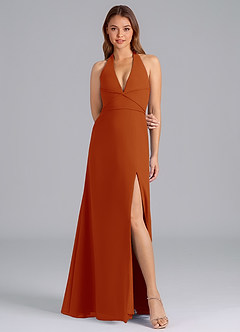Azazie Odie Bridesmaid Dresses Paprika A-Line Chiffon Dress image4