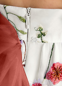 Azazie Peppa Flower Girl Dresses Ivory Terracotta A-Line Sweetheart Neckline Tulle Dress image7