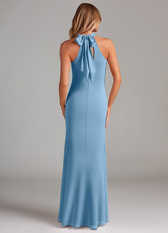 Azazie Doretta Bridesmaid Dresses Steel Blue Mermaid Pleated Chiffon Dress image2