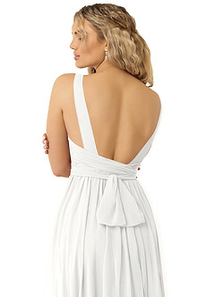 Azazie Kora Bridesmaid Dresses White A-Line Pleated Chiffon Dress image6
