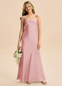 Azazie Willa Junior Robe Sirène en Satin extensible Arc Rose Poudré image4