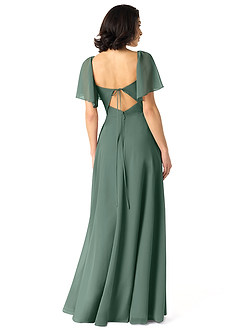 Azazie Chloe Robes de demoiselle d'honneur Robe Trapèze en Mousseline de soie Encolure en Forme de Cœur Mousse De Mer image2