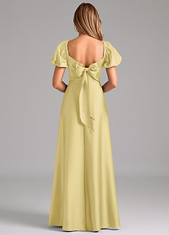 Azazie Fatima Robes de demoiselle d'honneur Robe Trapèze en Satin extensible Plissée Sorbet Citron image6