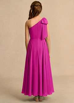 Azazie Guppy Girls Formal Abiti da Ragazza di Fiori Abito A-Line in Chiffon Monospalla Fucsia image2