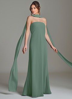 Azazie Ilana Suknie dla druhen Linia A Bez ramiączek Szyfon Do ziemi Sukienka image5