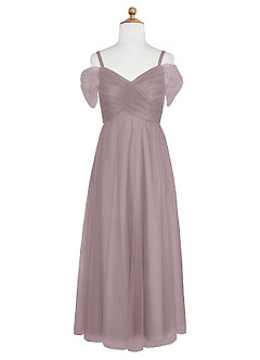 Azazie Jeyne A-Line Off the Shoulder Tulle Floor-Length Junior Bridesmaid Dress image6