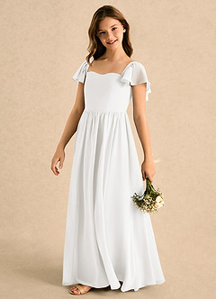 Azazie Patsy Girls Formal Flower Girl Dresses Ivory A-Line Sweetheart Neckline Chiffon Dress image5