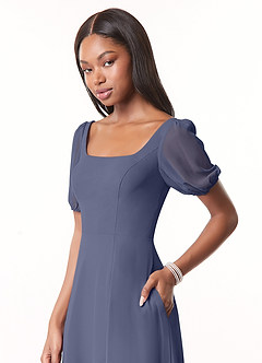Azazie Alani Bridesmaid Dresses Stormy A-Line Square Neckline Chiffon Dress image4