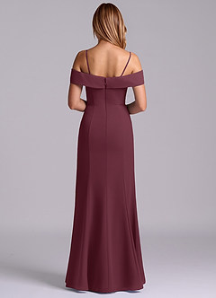 Azazie Luciana Bridesmaid Dresses Cabernet Sheath Off the Shoulder Chiffon Convertible Dress image2
