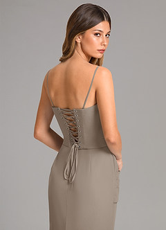 Azazie Sorrel Bridesmaid Dresses Taupe Mermaid Corset Chiffon Dress image7