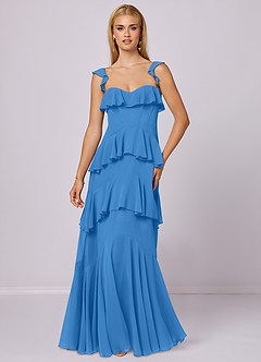 Barbie ♥ Azazie Bridesmaid Dresses Blue Jay A-Line Sweetheart Neckline Chiffon Dress image3