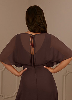 Azazie Oksana Mother of the Bride Dresses Ganache A-Line V-Neck Pleated Chiffon Dress image5