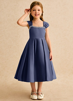 Azazie Yosemite Blumenmädchenkleider Ballkleid Herzausschnitt Matte Satin Kleid Sturm image5