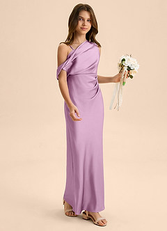 Azazie Emerson Junior Klä av Tubklänning i Stretch Satin Av axeln image5