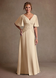 Azazie Milliat Suknie dla Matki Panny Młodej Linia A Koronka Szyfon Długość podłogi Sukienka image1