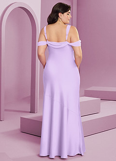 Barbie ♥ Azazie Bridesmaid Dresses Lilac Sheath Pleated Stretch Satin Dress image7