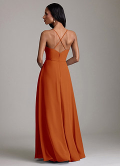 Azazie Naeem Bridesmaid Dresses Paprika A-Line V-Neck Ruffle Chiffon Dress image2