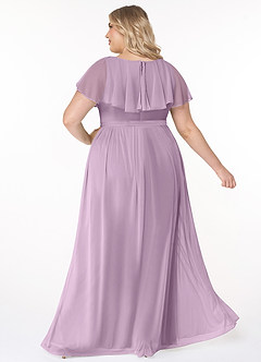 Azazie Jael Bridesmaid Dresses Wisteria A-Line V-Neck Mesh Dress image10