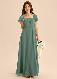 Azazie Azey Junior Abito A-Line in Chiffon Increspato Eucalipto image1