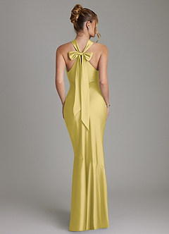 Azazie Reign Bridesmaid Dresses Canary Mermaid Pleated Stretch Satin Dress image2