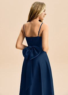 Azazie Rumi Junior Linia A Pofałdowany Satyna elastyczna Długość podłogi Młodsza druhna Sukienka image6