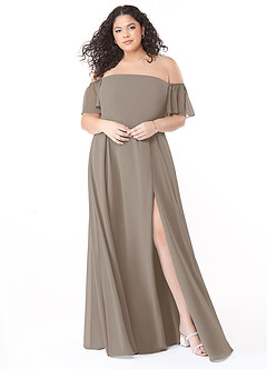Azazie Sue Vestidos de damas de honor Vestido de Gris Pardo de Gasa de Corte en A Convertible con Vestidos sin tirantes image11