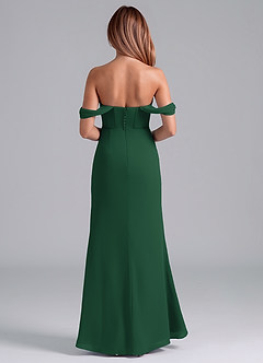 Azazie Asha Bridesmaid Dresses Dark Green Sheath Off the Shoulder Chiffon Convertible Dress image5