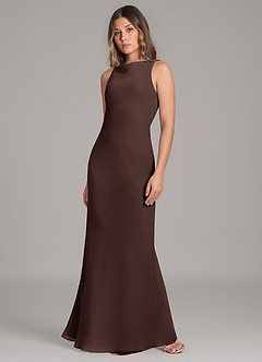 Azazie Allettie Brautjungfernkleider Meerjungfrau-Linie Chiffon Kleid Ganache image3