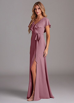Azazie Lainey Bridesmaid Dresses Vintage Mauve A-Line with Pockets Chiffon Dress image4