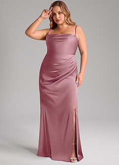 Azazie Leonis Bridesmaid Dresses Vintage Mauve Mermaid Pleated Stretch Satin Convertible Dress image13