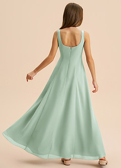 Azazie Lambie Junior Agave A-Line Pleated Chiffon Dress image8