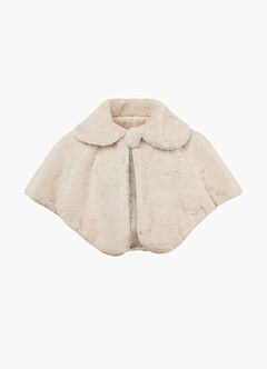 front Flower Girl Faux Fur Collared Cape