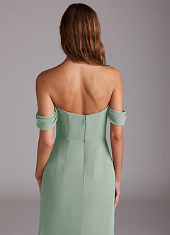 Azazie Saige Bridesmaid Dresses Agave A-Line Off the Shoulder Chiffon Convertible Dress image6