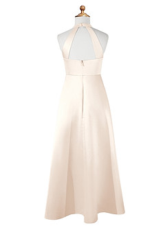 Azazie Laurel Junior Vestido de Alabastro Blanco de Satin Mate de Corte En A image7