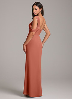 Azazie Wynter Bridesmaid Dresses Clay Sheath Off the Shoulder Chiffon Dress image5
