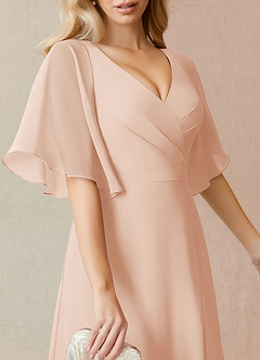 Azazie Cierra Bridesmaid Dresses English Rose A-Line V-Neck Chiffon Dress image12