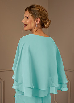 Azazie OHara Mère de la mariée Robes Robe Trapèze en Mousseline de soie Col V Aqua image7
