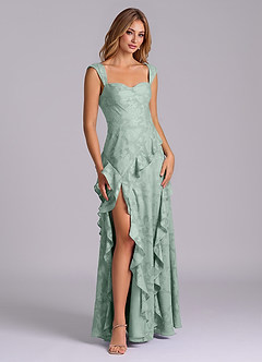 Azazie Sloane Brautjungfernkleider A-Linie Herzausschnitt Blumen-Burnout Kleid Agave image6