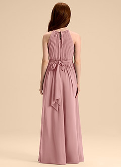 Azazie Malone Junior Robe Trapèze en Mousseline de soie Plissée Rose Poussiéreuse image2