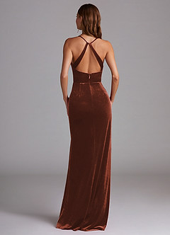Azazie Becca Robes de demoiselle d'honneur Robe Fourreau en velours Terracotta image6