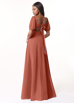 Azazie Alani Brautjungfernkleider A-Linie Quadratischer Ausschnitt Chiffon Kleid Lehm image2