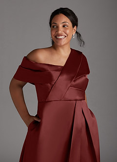 Azazie Marissa Mère de la mariée Robes Robe Trapèze en Mikado Plissé Bourgogne image10