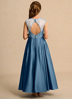 Azazie Candy Girl vestidos de niña de las flores Vestido de Bermudas de Satin Mate de Princesa con Lazo image3